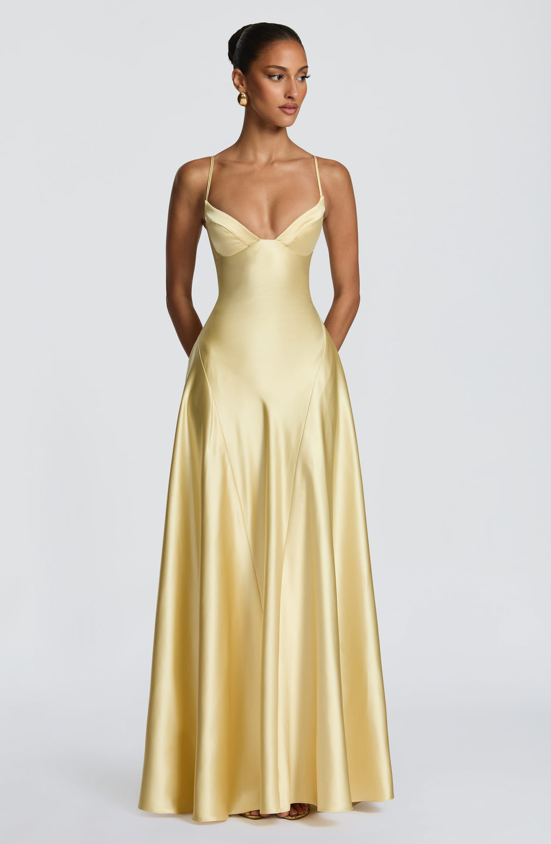 Elara | Women's Evening Satin Cupped Maxi Dress