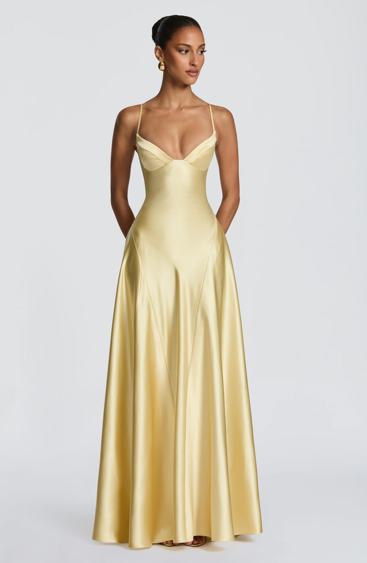 Elara | Women's Evening Satin Cupped Maxi Dress