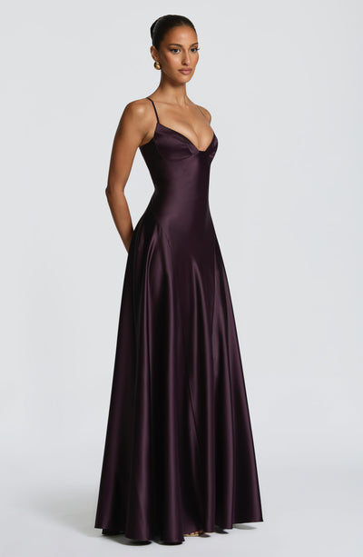 Elara | Women's Evening Satin Cupped Maxi Dress