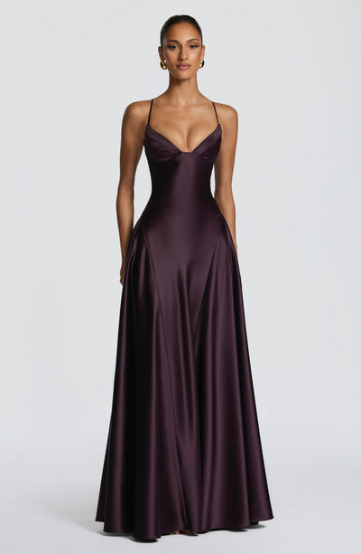 Elara | Women's Evening Satin Cupped Maxi Dress