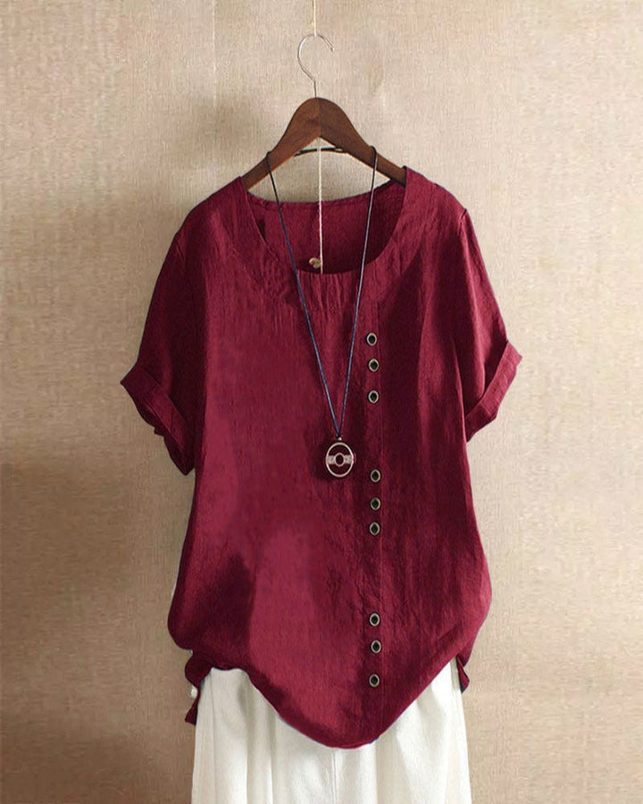 Beatrice | Women Button Detail Casual Short Sleeve Blouse