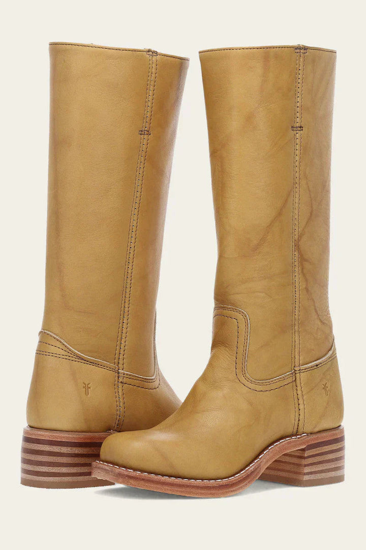 Carol | Mid Calf Boots with Block Heel and Stitch Detail