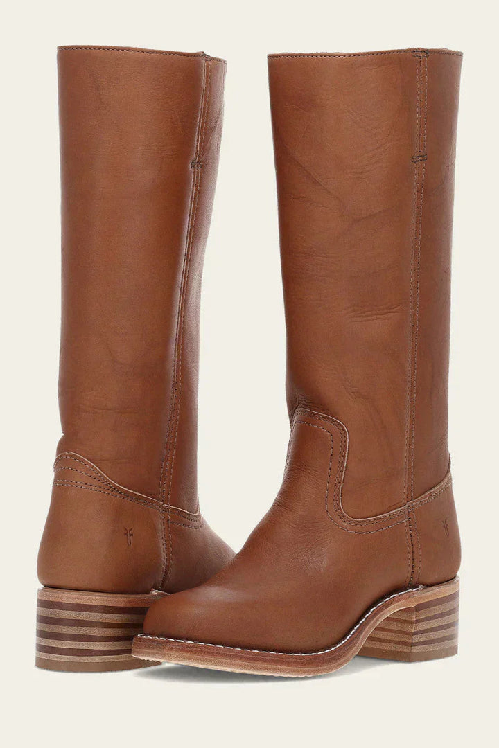 Carol | Mid Calf Boots with Block Heel and Stitch Detail