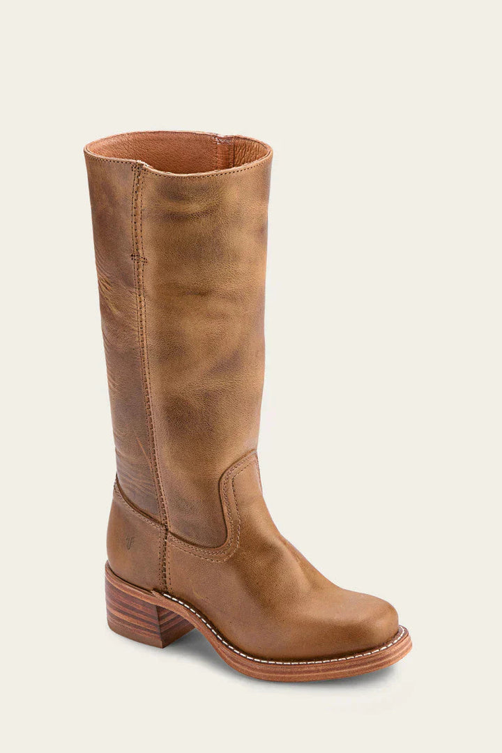 Carol | Mid Calf Boots with Block Heel and Stitch Detail