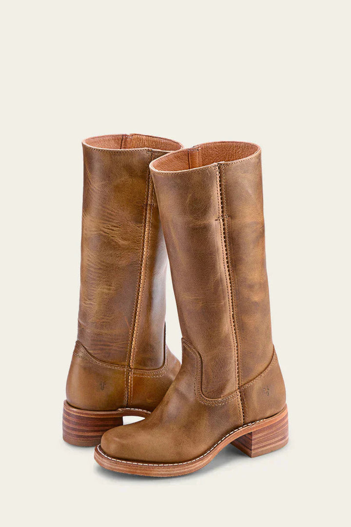 Carol | Mid Calf Boots with Block Heel and Stitch Detail