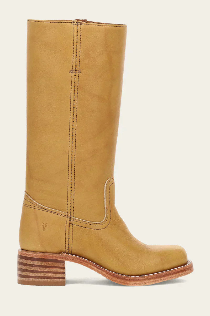 Carol | Mid Calf Boots with Block Heel and Stitch Detail
