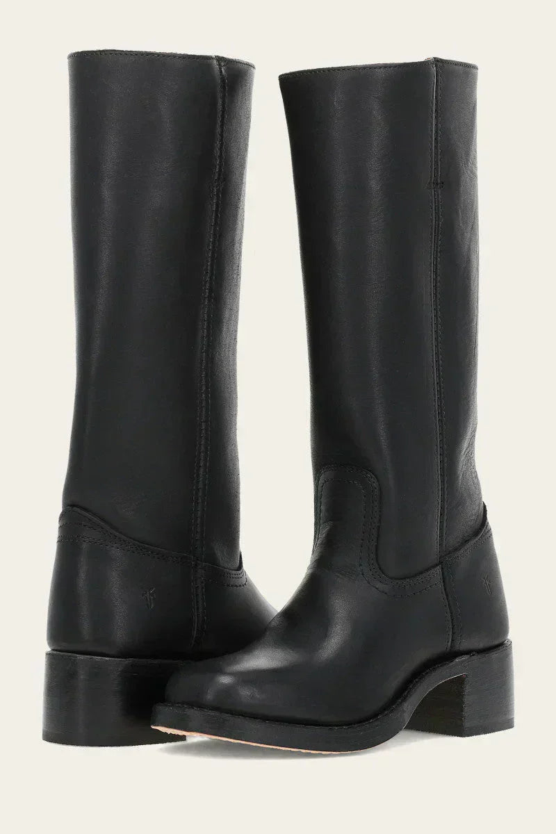 Carol | Mid Calf Boots with Block Heel and Stitch Detail