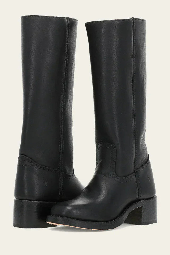 Carol | Mid Calf Boots with Block Heel and Stitch Detail