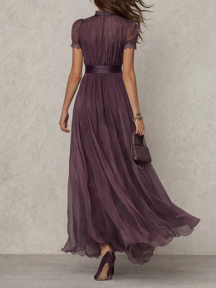 Celandine | Flowing Pleated High-Neck Maxi Dress for Women