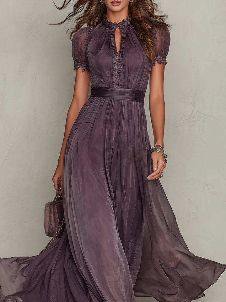 Celandine | Flowing Pleated High-Neck Maxi Dress for Women