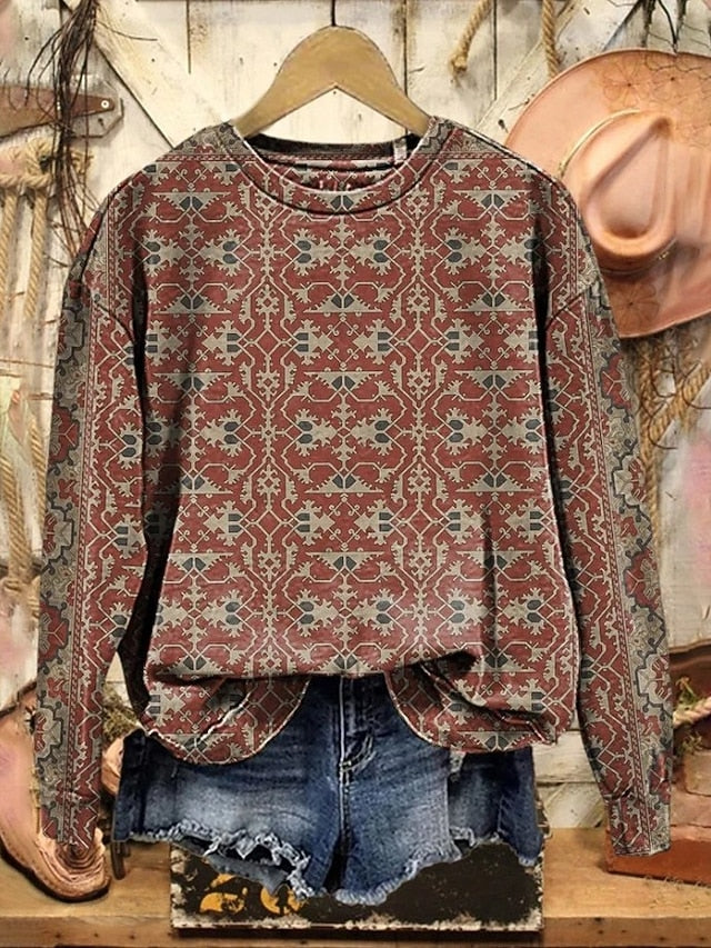 Beatrix | Women's Floral Geometric Pullover Sweatshirt