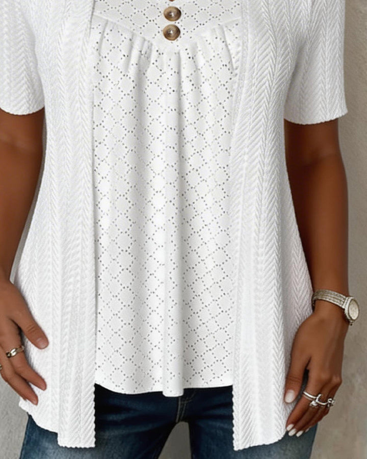 Shilina - Square Cut-Out Patchwork Blouse