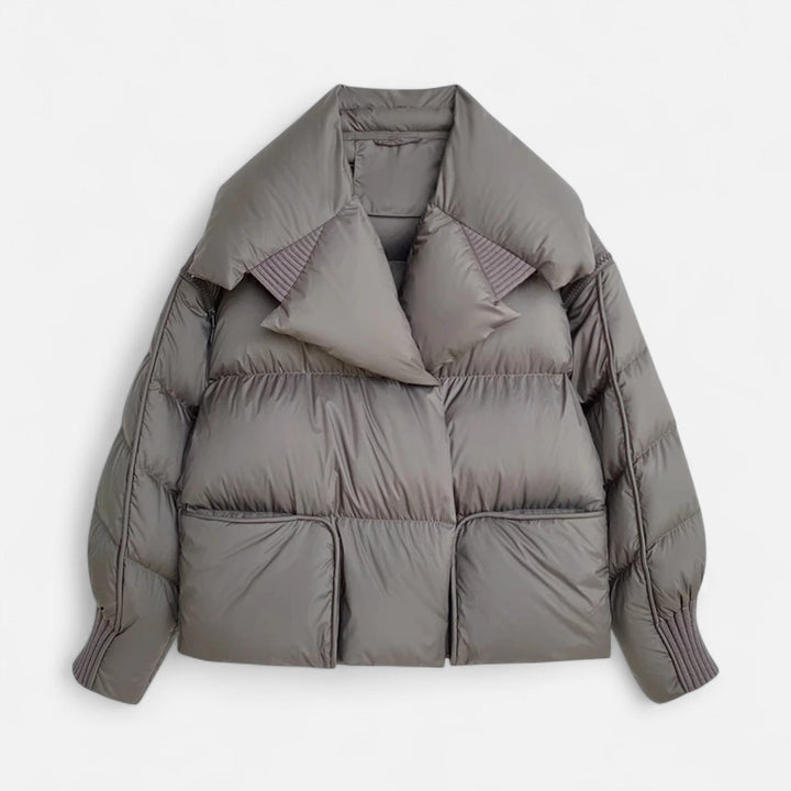 Women's Down Puffer Jacket with Oversized Collar
