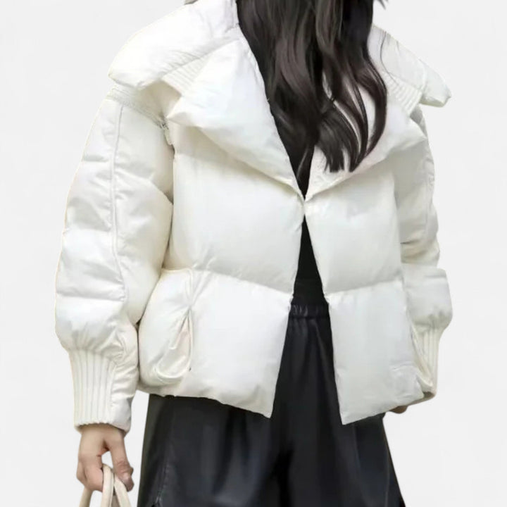 Women's Down Puffer Jacket with Oversized Collar