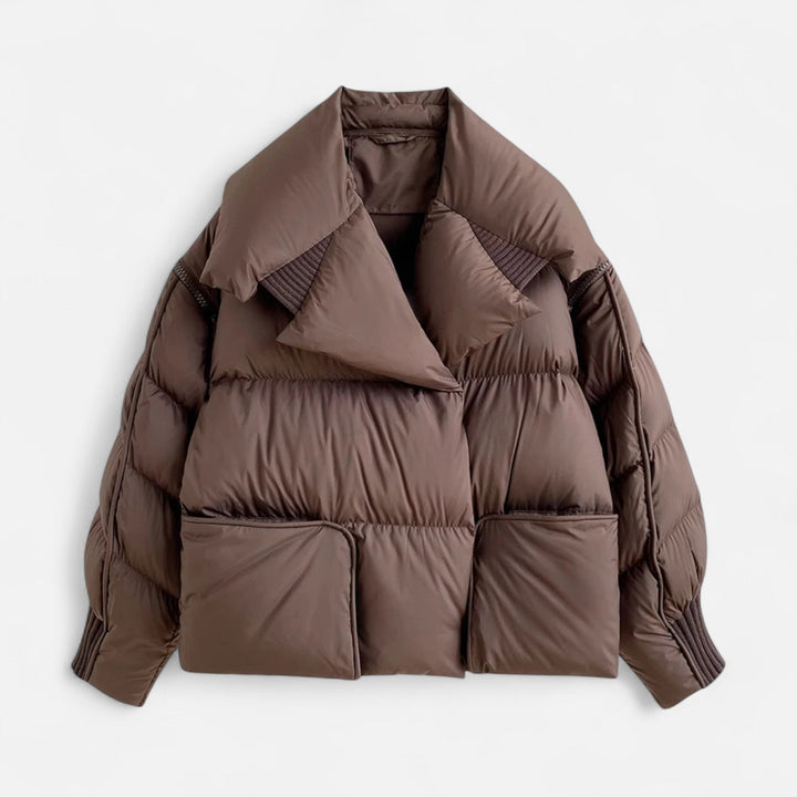 Women's Down Puffer Jacket with Oversized Collar