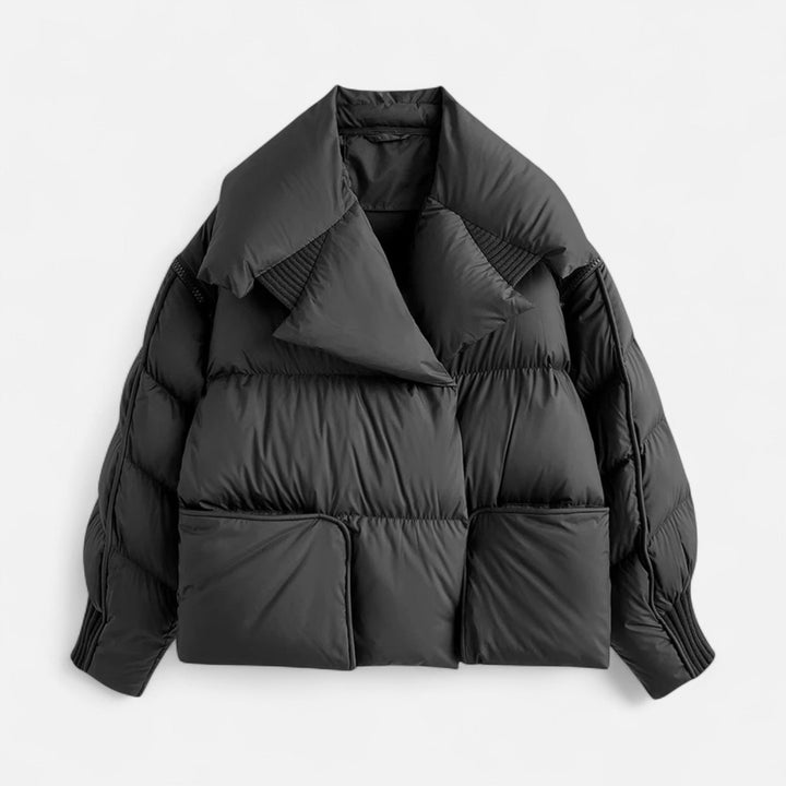 Women's Down Puffer Jacket with Oversized Collar