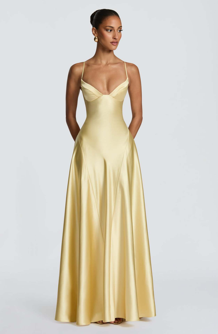 Elara | Women's Evening Satin Cupped Maxi Dress