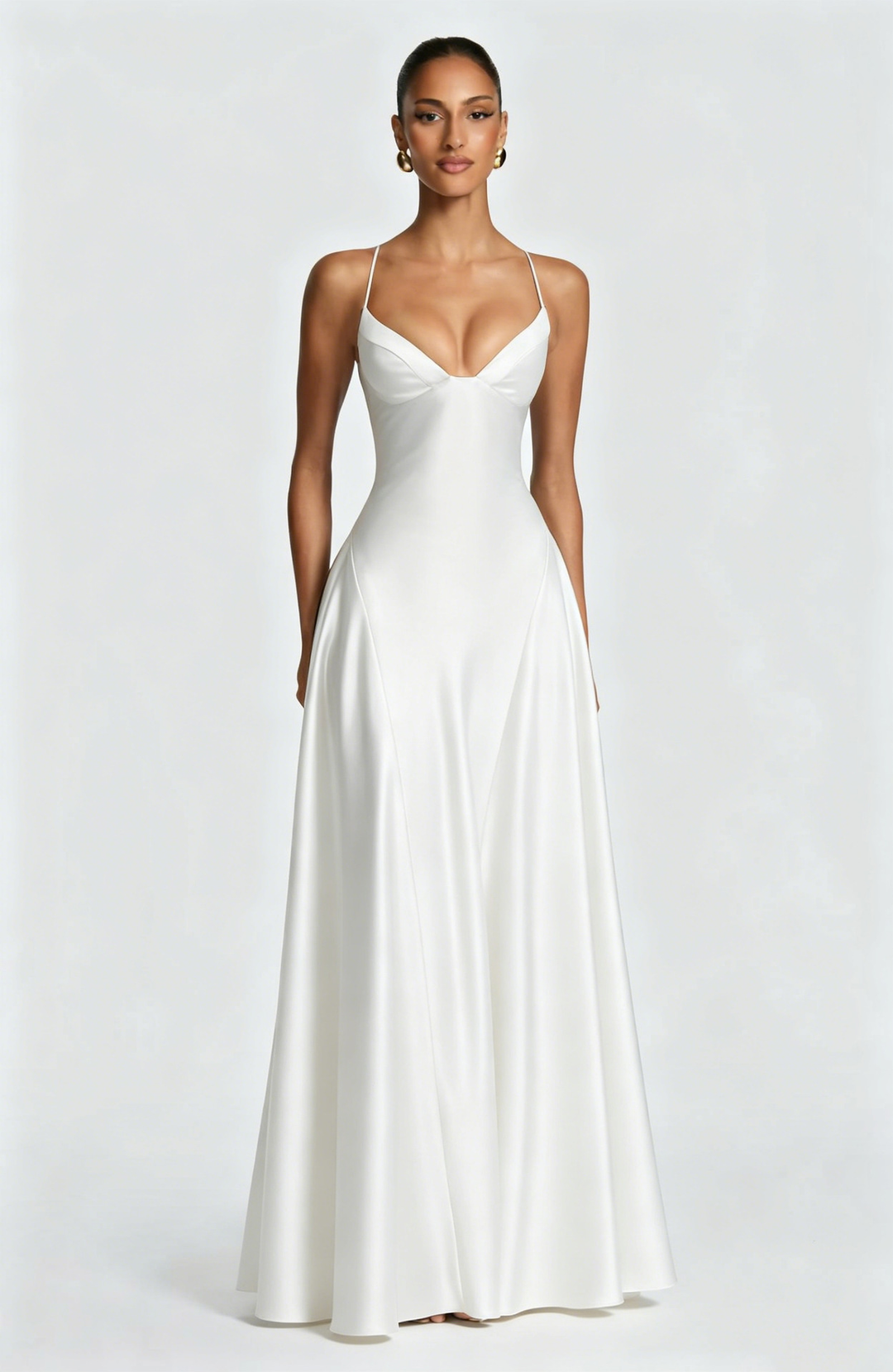 Elara | Women's Evening Satin Cupped Maxi Dress