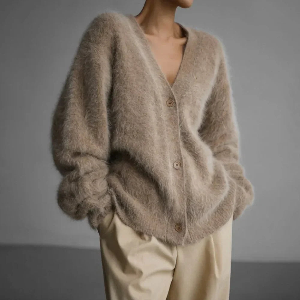 Mabel | Women's V-Neck Oversized Cardigan Sweater with Button Front