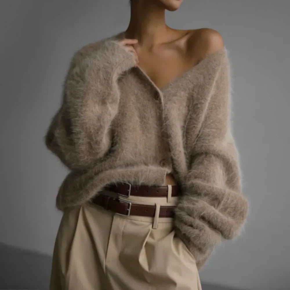 Mabel | Women's V-Neck Oversized Cardigan Sweater with Button Front