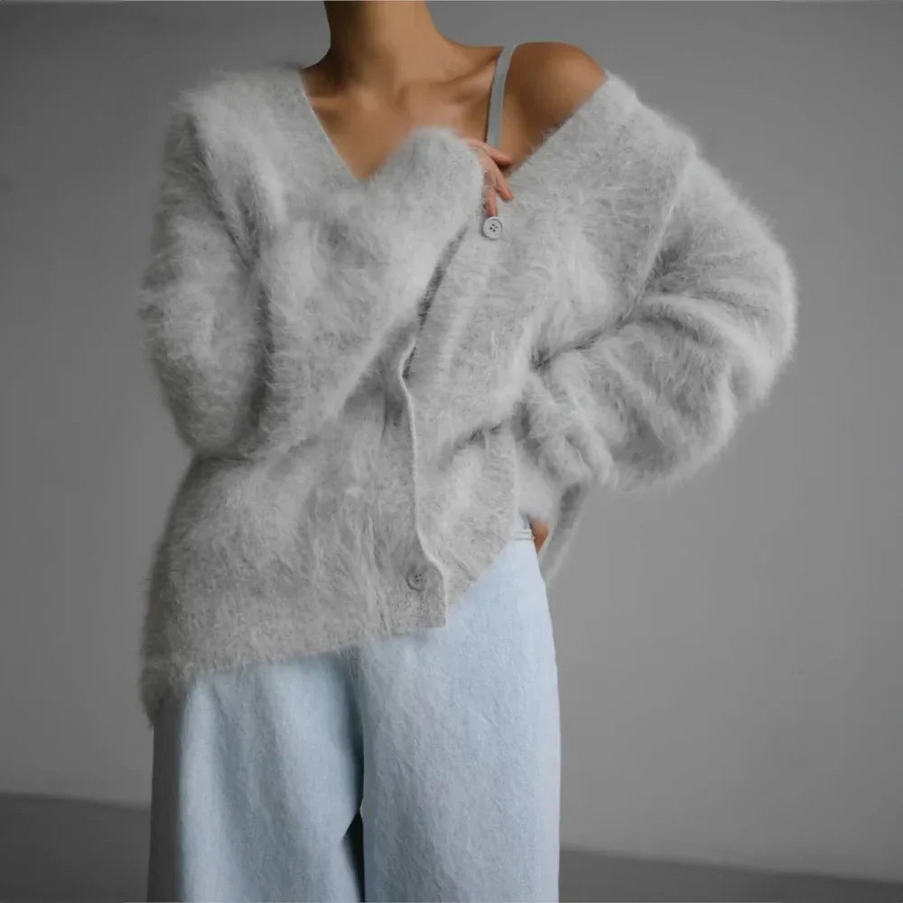 Mabel | Women's V-Neck Oversized Cardigan Sweater with Button Front