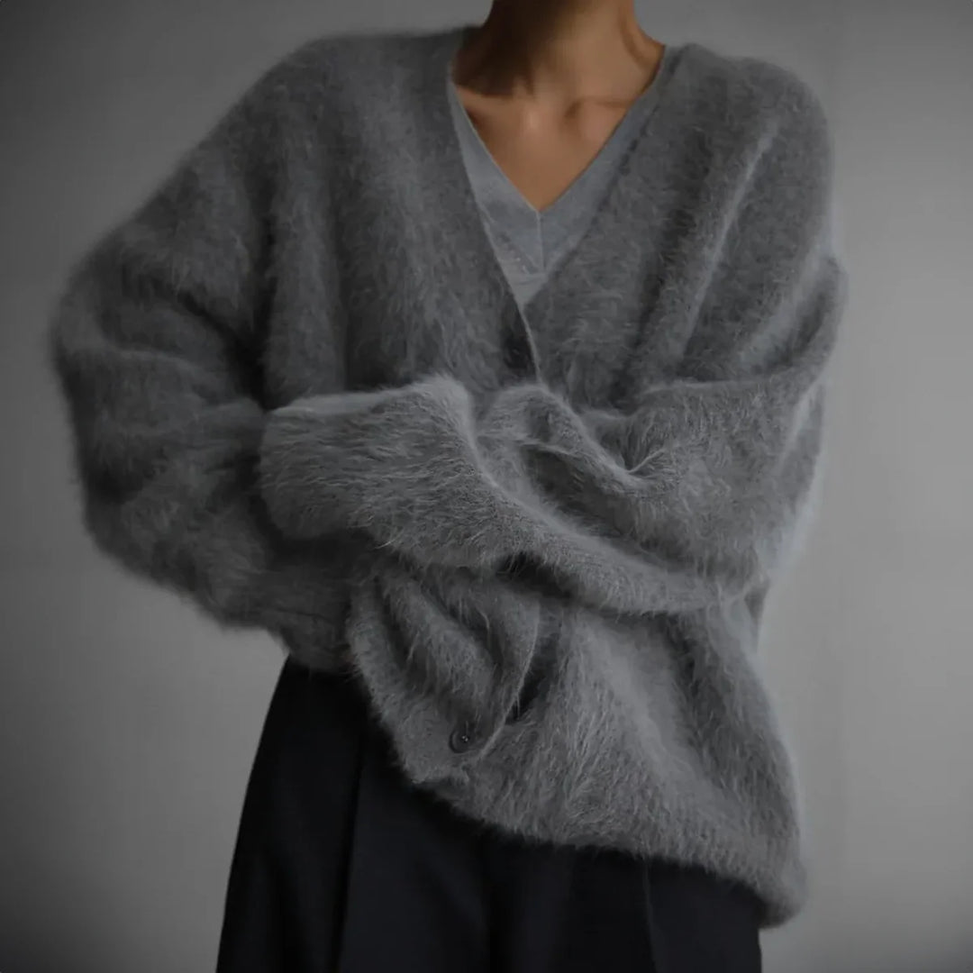 Mabel | Women's V-Neck Oversized Cardigan Sweater with Button Front
