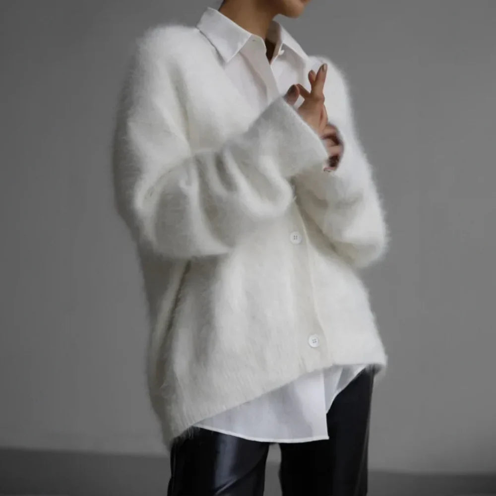 Mabel | Women's V-Neck Oversized Cardigan Sweater with Button Front