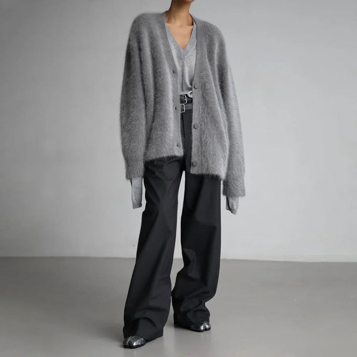 Mabel | Women's V-Neck Oversized Cardigan Sweater with Button Front