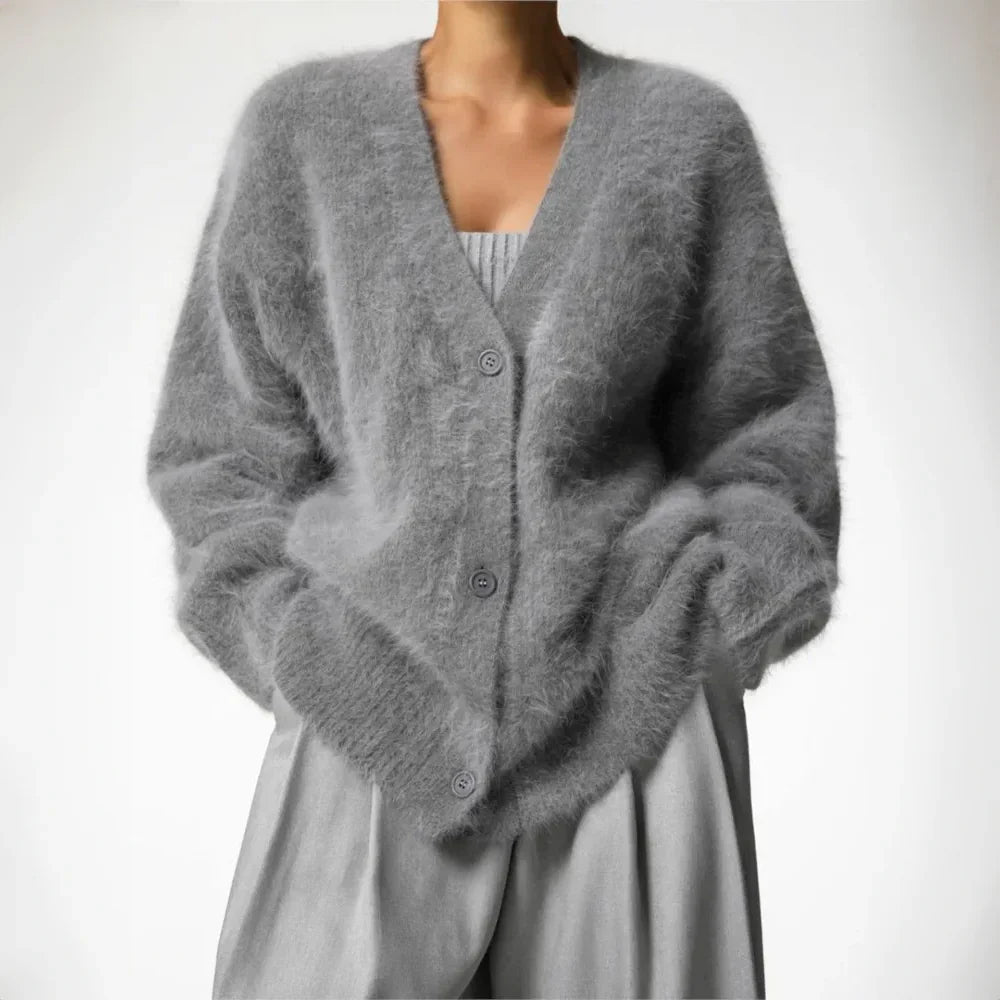 Mabel | Women's V-Neck Oversized Cardigan Sweater with Button Front