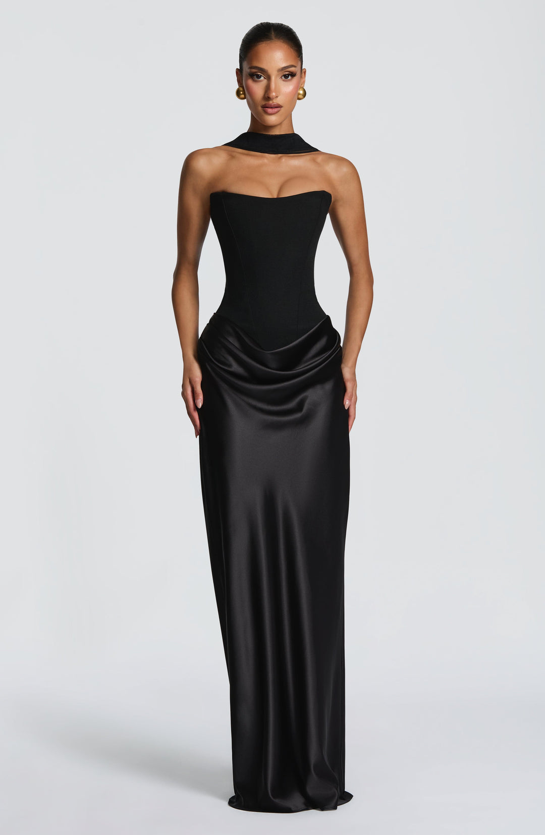 Noelle | Women's Evening Satin Cowl Neck Maxi Dress
