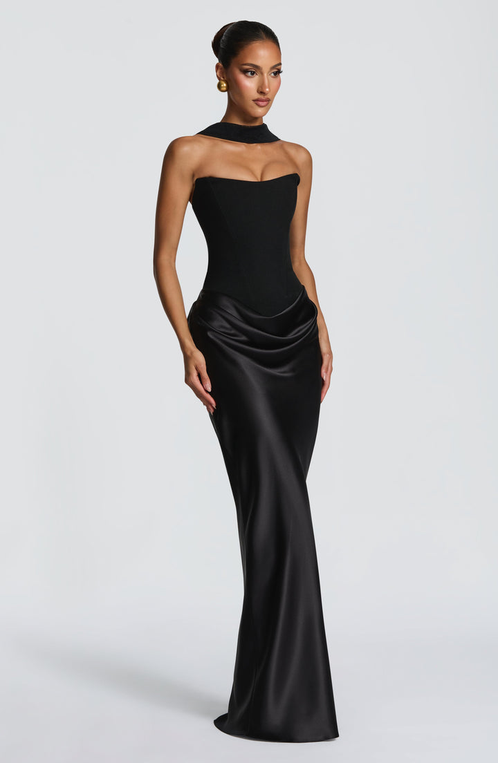 Noelle | Women's Evening Satin Cowl Neck Maxi Dress