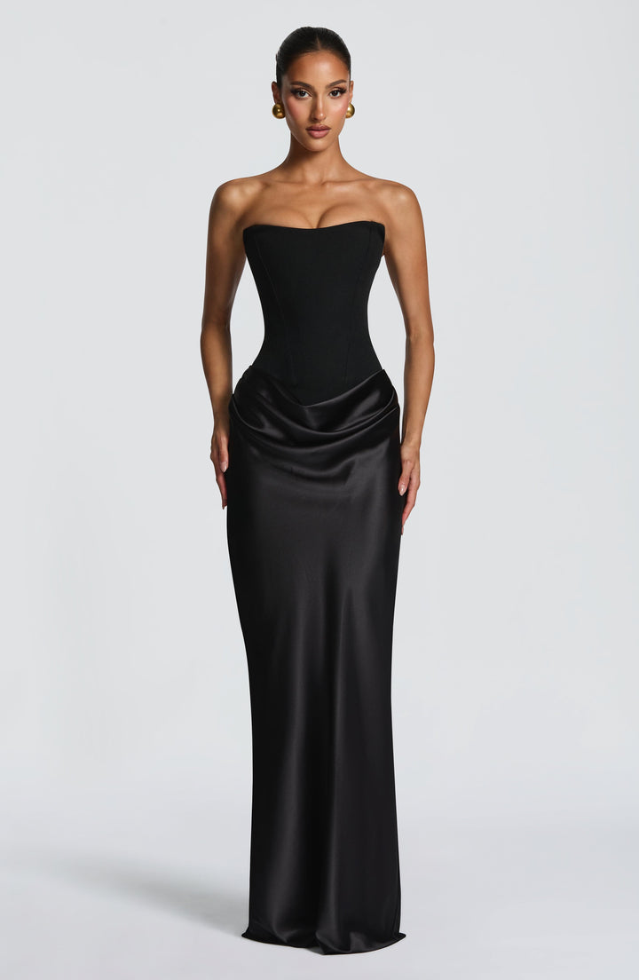 Noelle | Women's Evening Satin Cowl Neck Maxi Dress