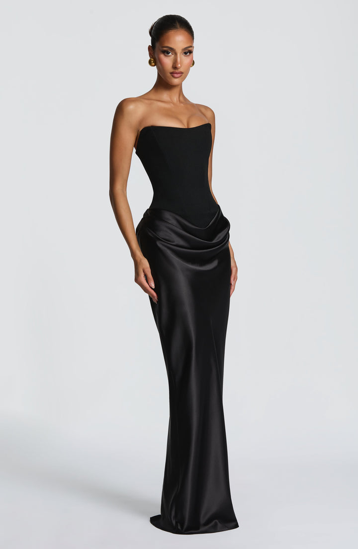 Noelle | Women's Evening Satin Cowl Neck Maxi Dress