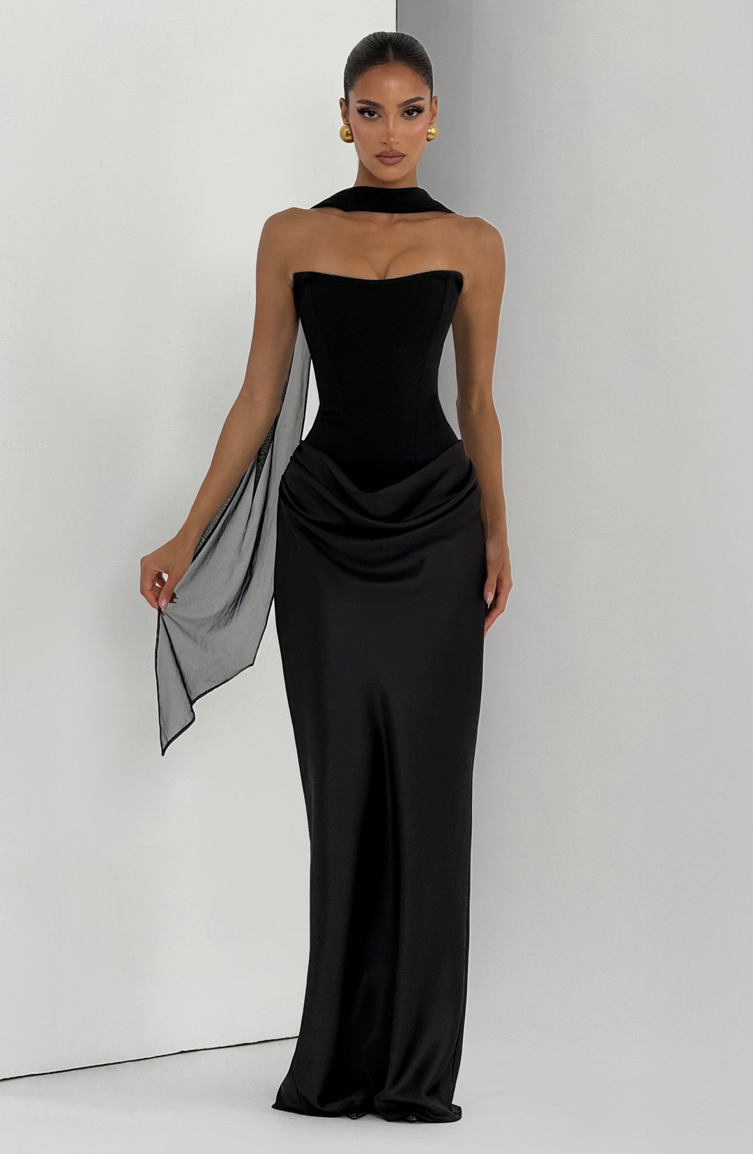 Noelle | Women's Evening Satin Cowl Neck Maxi Dress