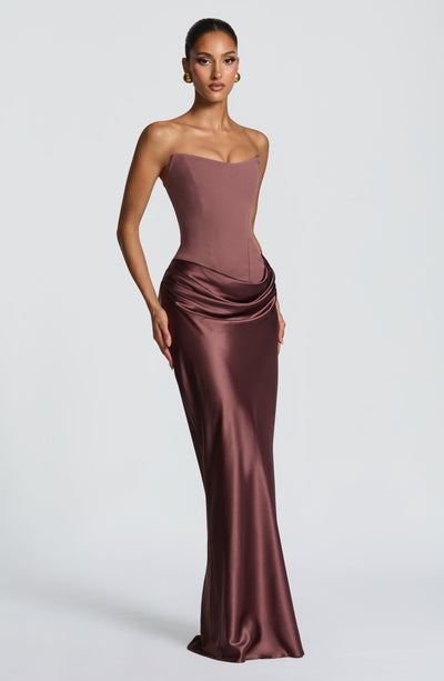 Noelle | Women's Evening Satin Cowl Neck Maxi Dress