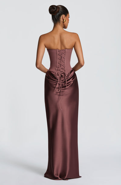Noelle | Women's Evening Satin Cowl Neck Maxi Dress