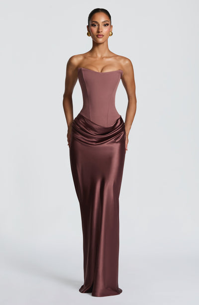 Noelle | Women's Evening Satin Cowl Neck Maxi Dress