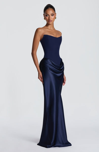 Noelle | Women's Evening Satin Cowl Neck Maxi Dress