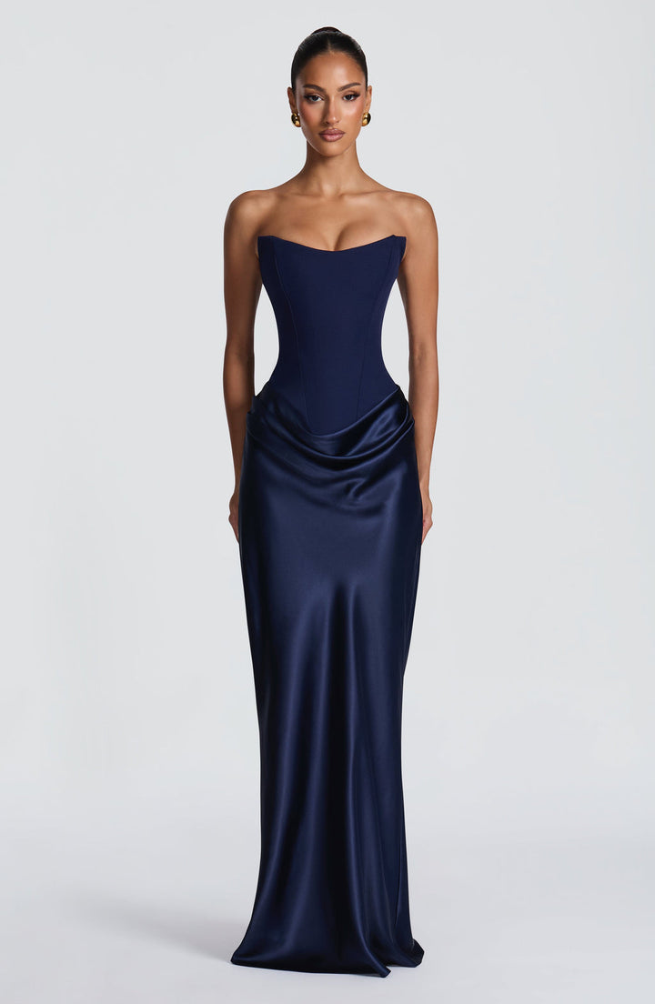 Noelle | Women's Evening Satin Cowl Neck Maxi Dress