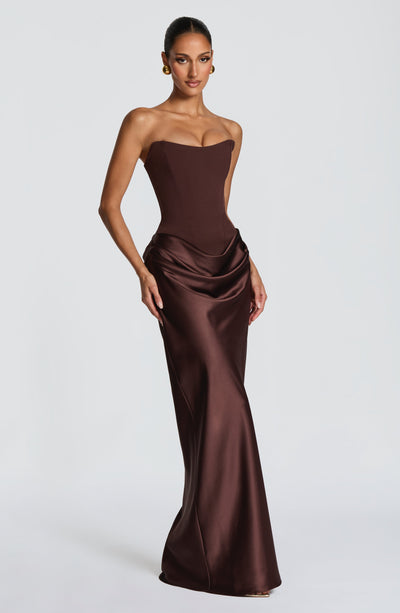 Noelle | Women's Evening Satin Cowl Neck Maxi Dress