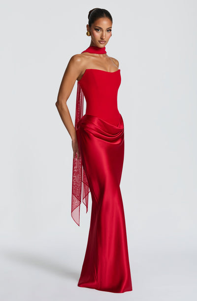 Noelle | Women's Evening Satin Cowl Neck Maxi Dress