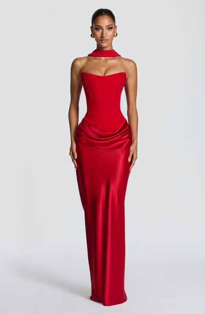 Noelle | Women's Evening Satin Cowl Neck Maxi Dress