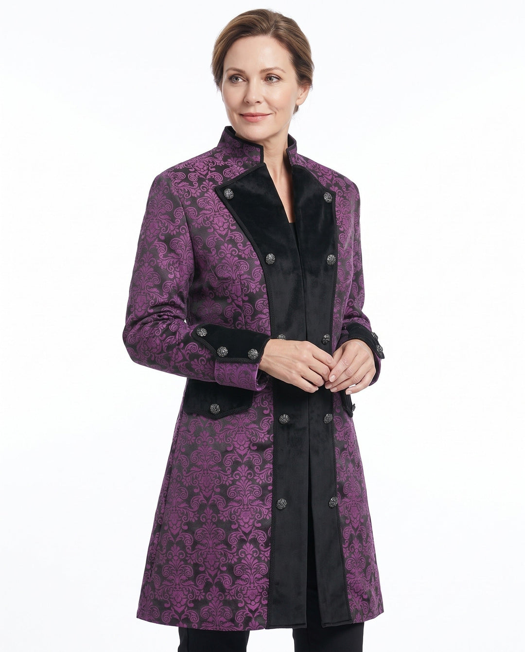 Nora-Meredith | Women's Embellished Stand-Collar Coat