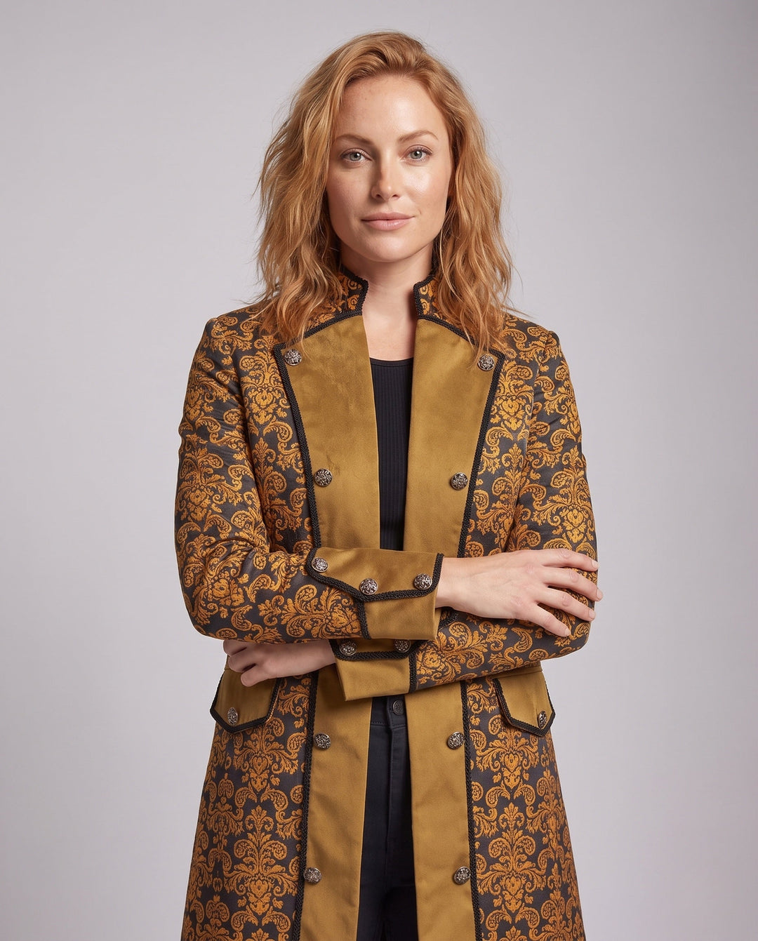 Nora-Meredith | Women's Embellished Stand-Collar Coat