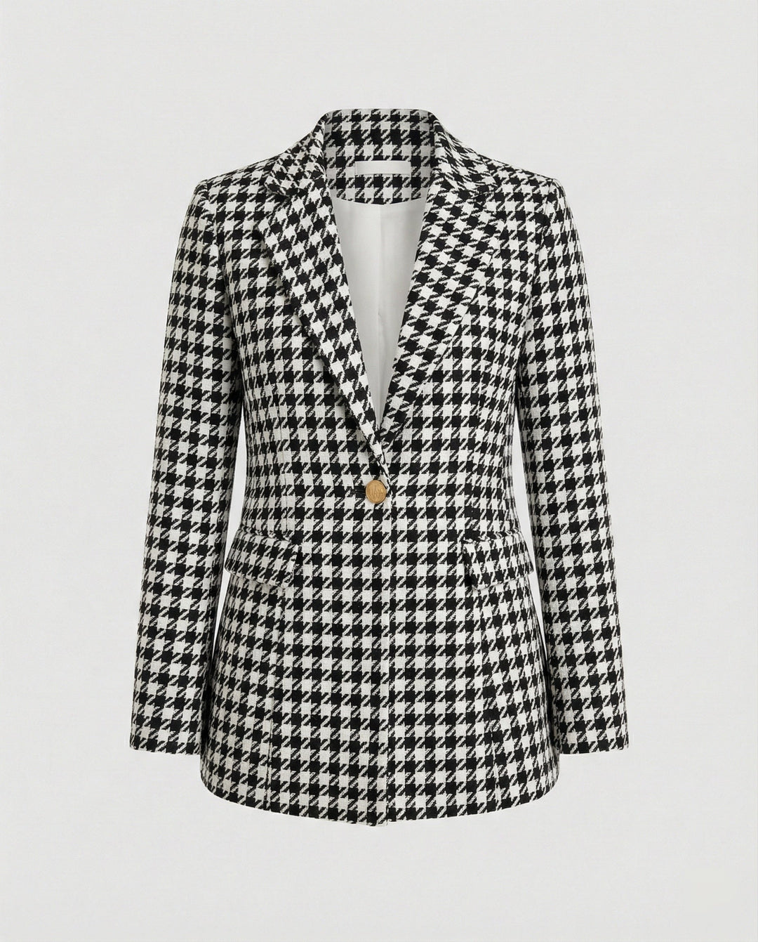 Magda-Verna | Women's Houndstooth Tailored Single-Button Blazer