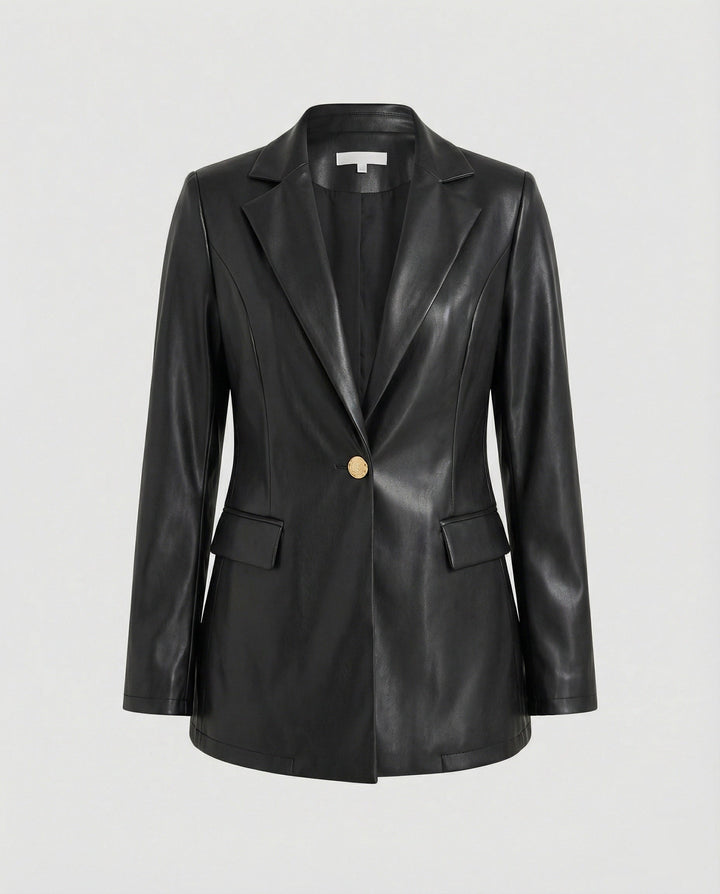 Magda-Verna | Women's Houndstooth Tailored Single-Button Blazer