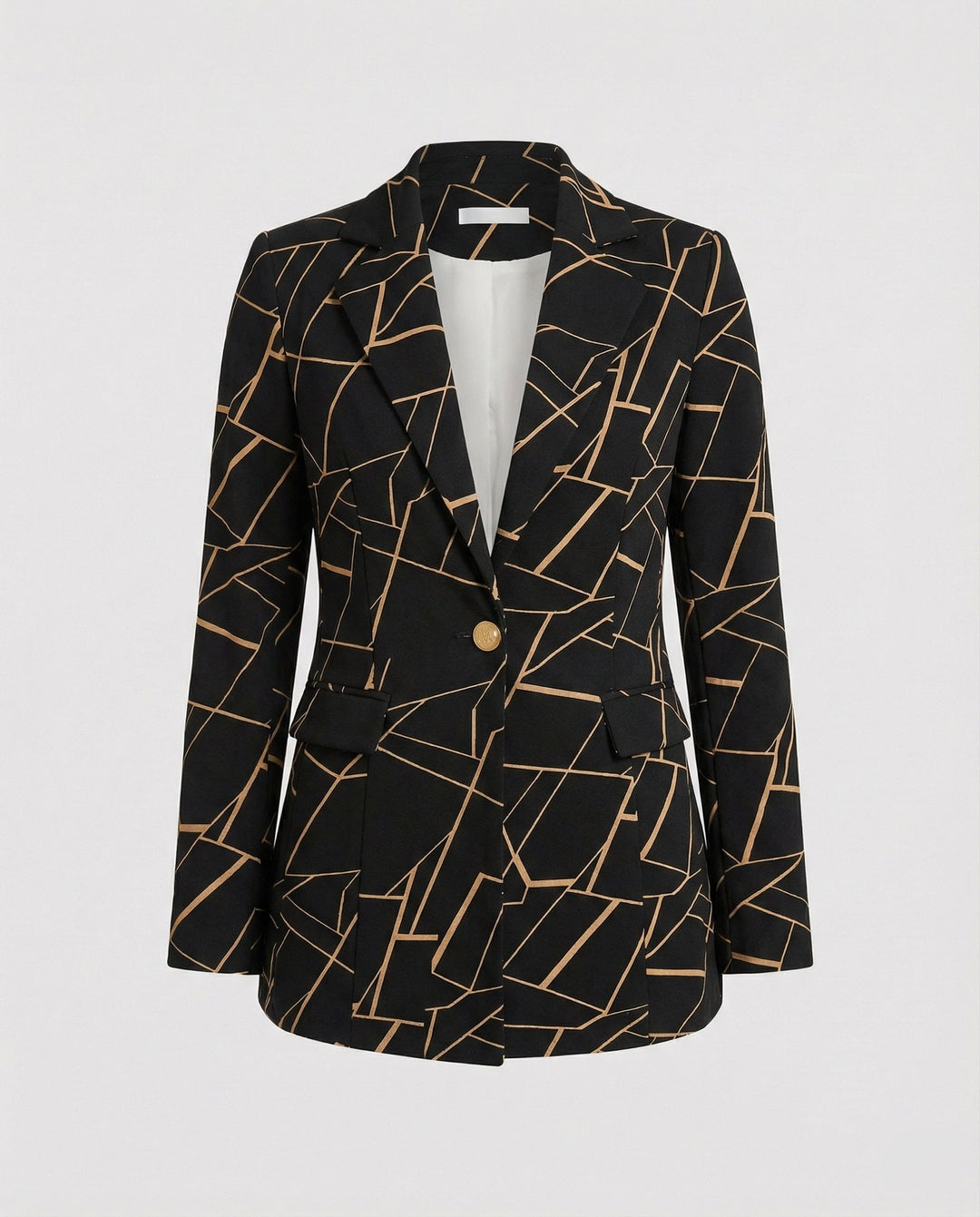 Magda-Verna | Women's Houndstooth Tailored Single-Button Blazer