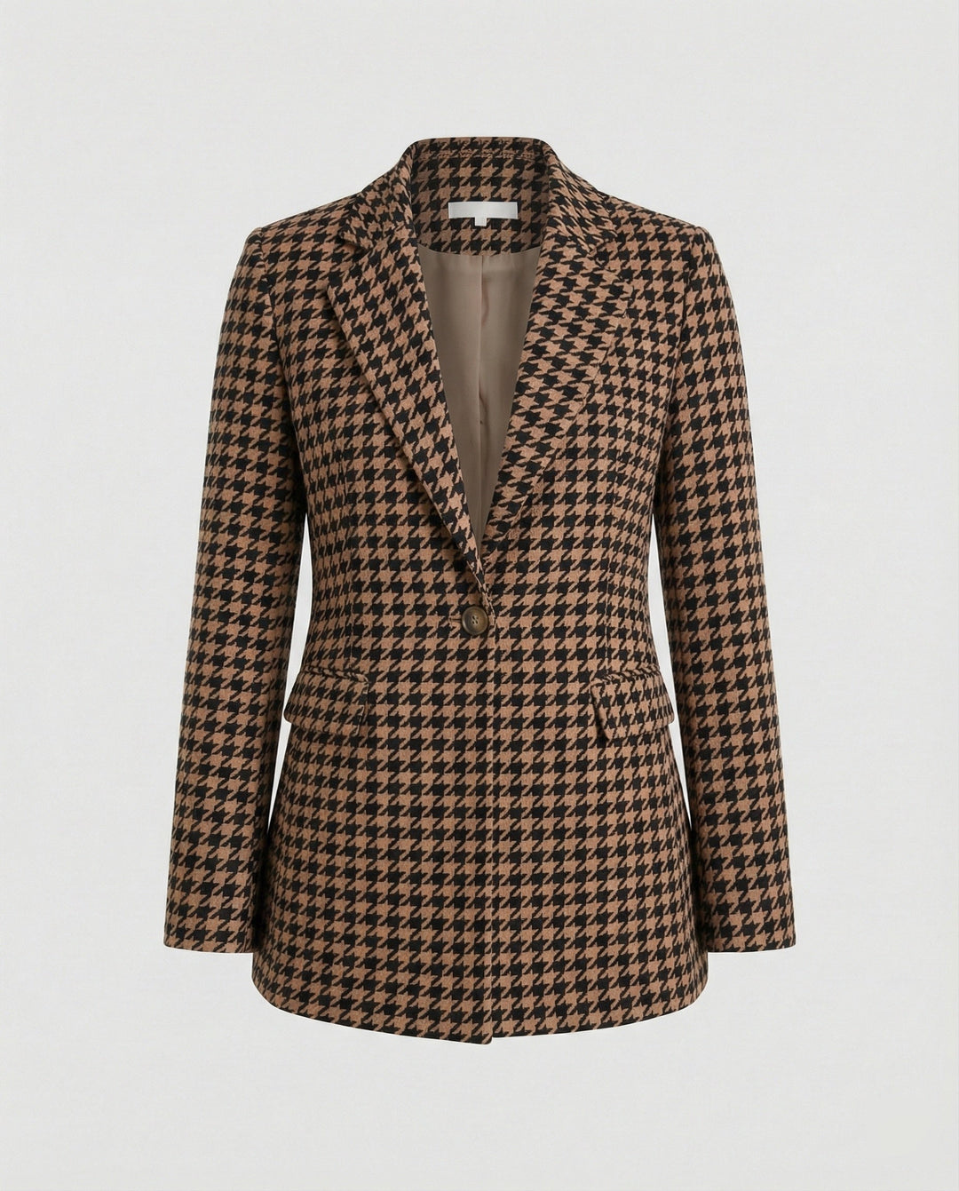 Magda-Verna | Women's Houndstooth Tailored Single-Button Blazer