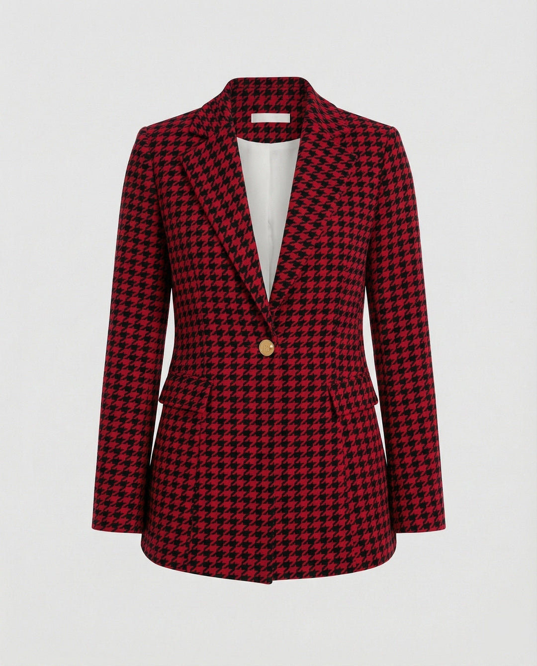 Magda-Verna | Women's Houndstooth Tailored Single-Button Blazer