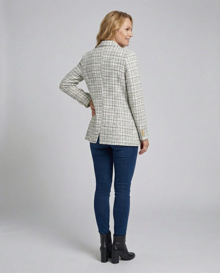 Magda-Verna | Women's Houndstooth Tailored Single-Button Blazer